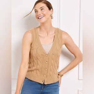 Talbots Cotton & Wool Blend Cable Knit Sweater Vest, size small